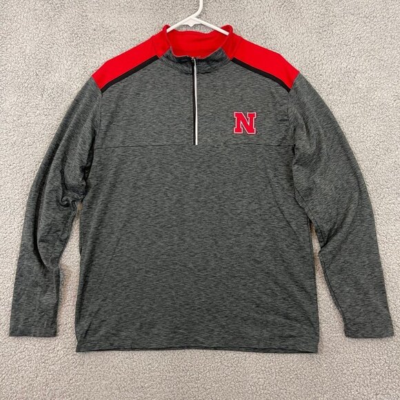 Nebraska Cornhuskers‎ Quarter 1/4 Zip Sweater Men’s Medium Colosseum NCAA Shirt - Picture 1 of 11